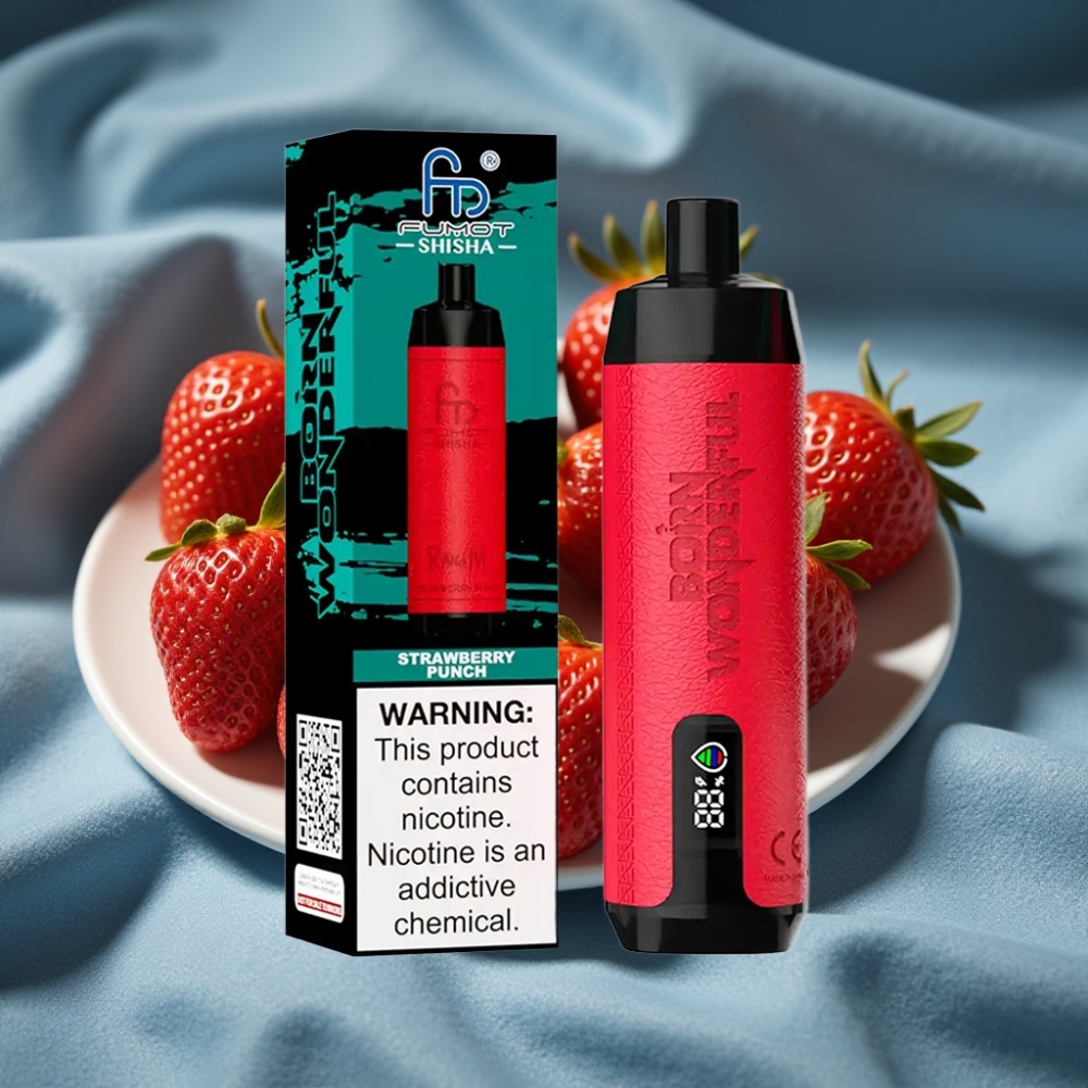RandM Fumot Shisha 10000 Puffs Điếu Vape Dùng Một Lần Dâu Punch LED Type-C