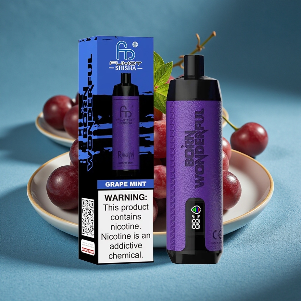 RandM Fumot Shisha 10000 Puffs Điếu Vape Dùng Một Lần Nho Bạc Hà LED 18ml