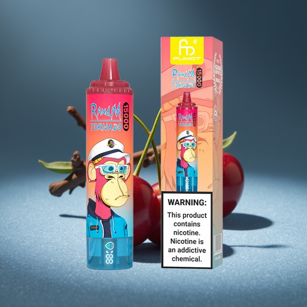 RandM Fumot Tornado 15000 Puffs Điện Tử Vape Cherry Pin Sạc Type-C