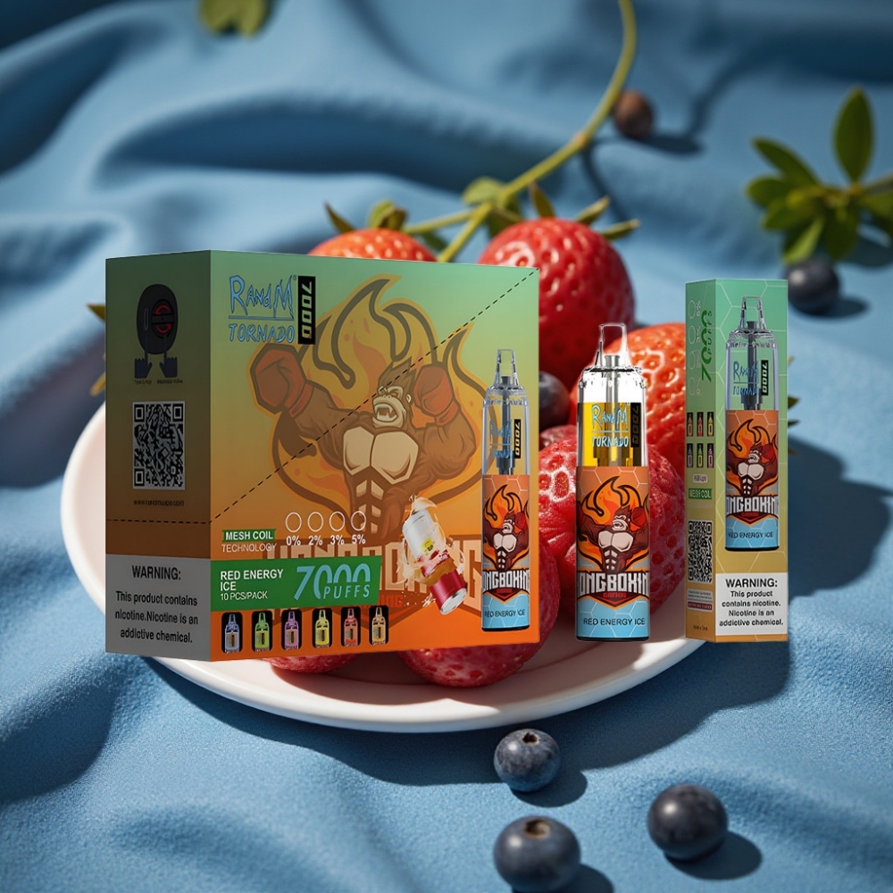RandM Fumot Tornado 7000 Puffs Tinh Dầu 14ML Điếu Vape Dùng Một Lần Vị Đá Năng Lượng Đỏ