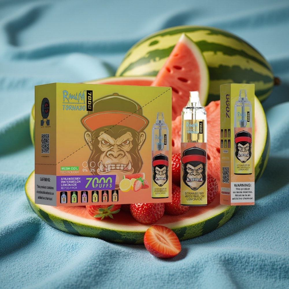 RandM Fumot Tornado 7000 Puffs Tinh Dầu Dâu Dưa Chanh Tay Disposable Vape