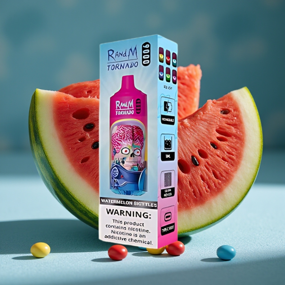 RandM Fumot Tornado 9000 Puffs Disposable Vape Dưa Hấu Skittles 18mL RGB Display