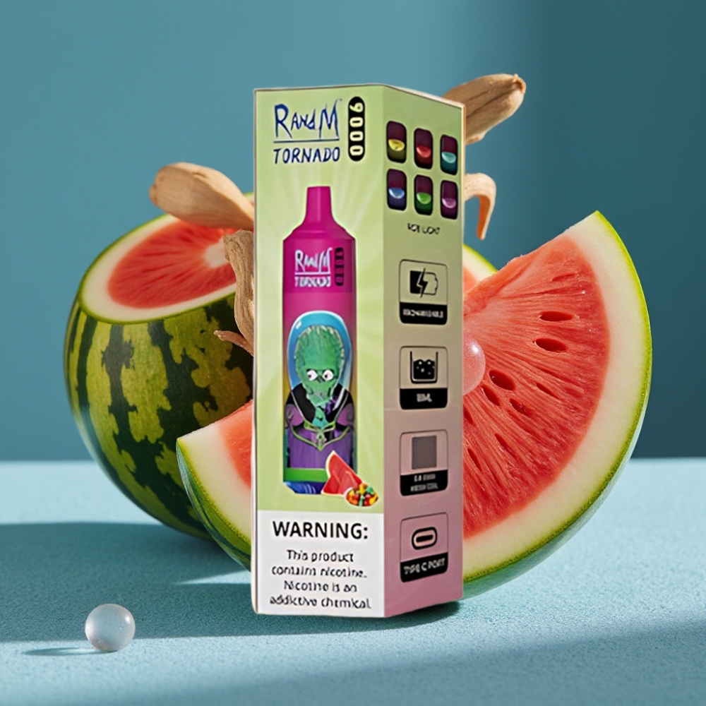 RandM Fumot Tornado 9000 Puffs Disposable Vape Kẹo Bong Bóng Dưa Hấu