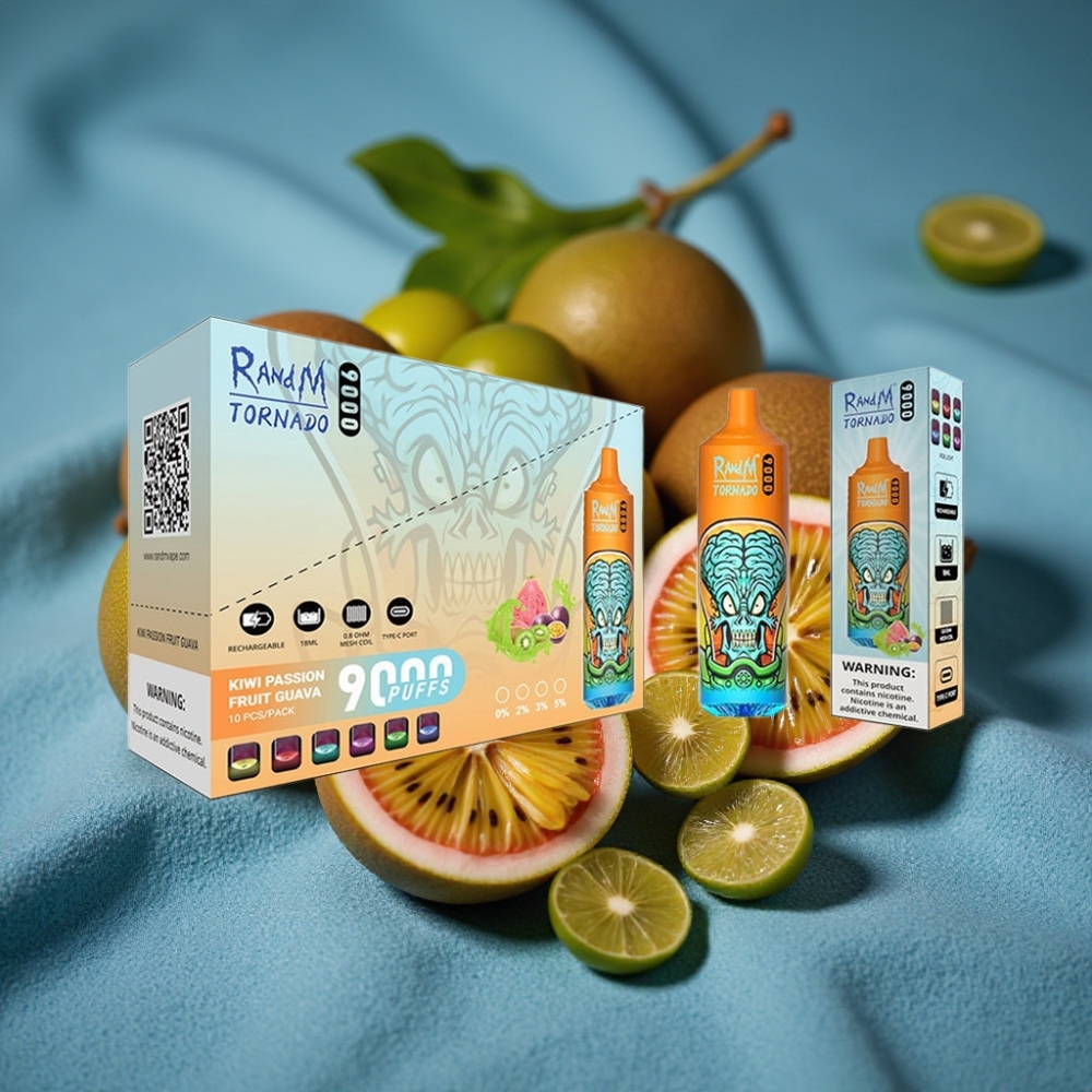 RandM Fumot Tornado 9000 Puffs Disposable Vape Kiwi Chanh Dây Ổi