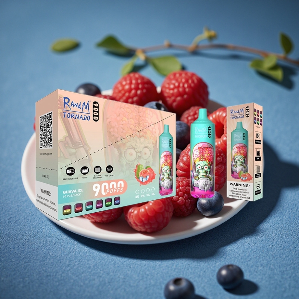 RandM Fumot Tornado 9000 Puffs Disposable Vape Xanh Chua Phúc Bồn Tử