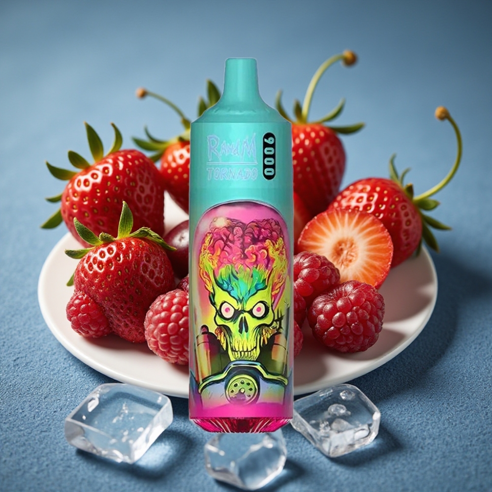 RandM Fumot Tornado 9000 Puffs Tái Sạc Dâu Mâm Xôi Anh Đào Đá