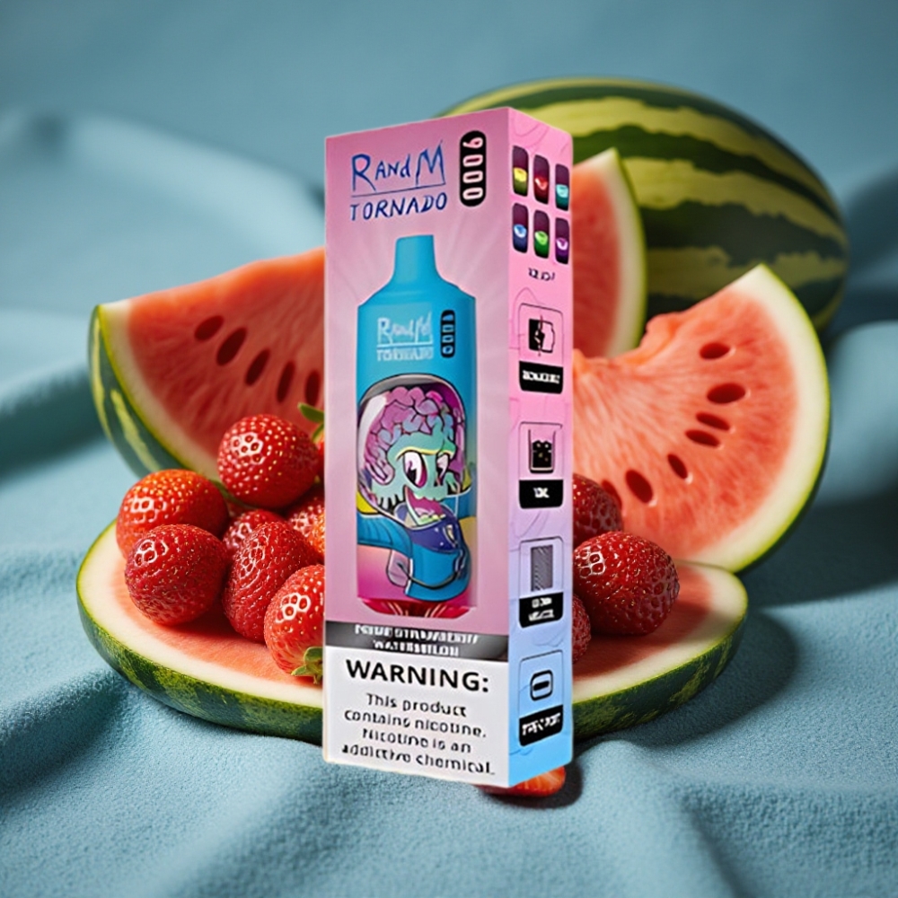 RandM Fumot Tornado 9000 Puffs Tinh Dâu Dâu Tây Dưa Hấu Màn Hình RGB 18mL