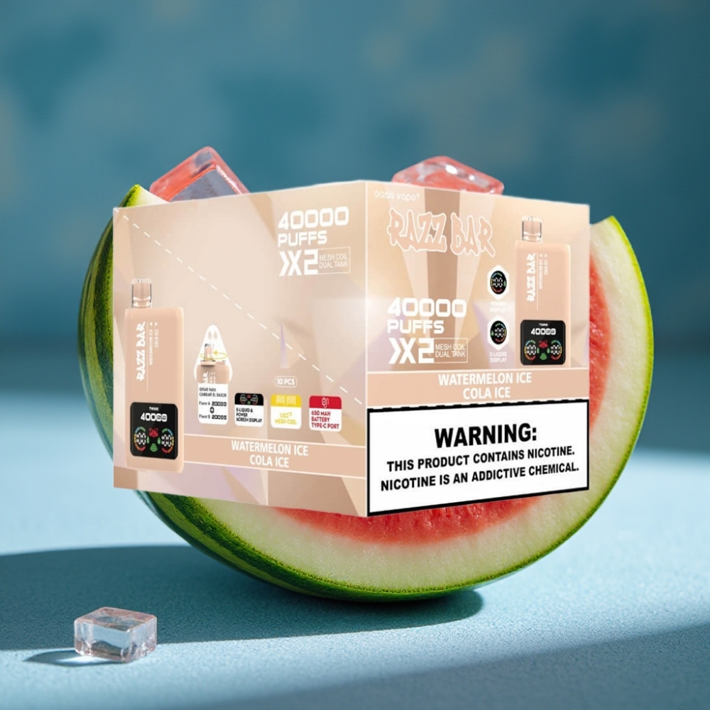 Razz Bar 40000 Puffs Disposable Vape DƯA HẤU ĐÁ & COLA ĐÁ Màn Hình Hiển Thị Pin 650mAh