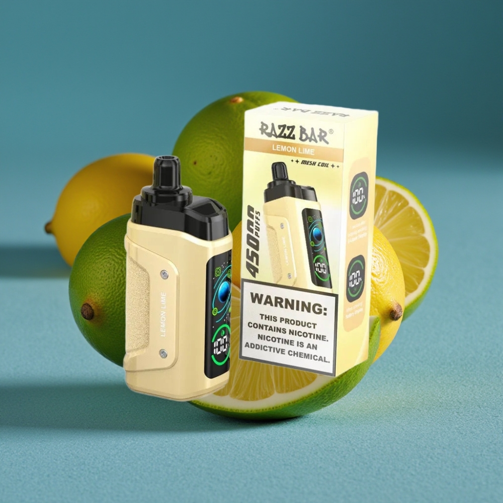 Razz Bar 45000 Puffs Disposable Vape Chanh Xanh và Mâm Xôi Pin 650 Mah