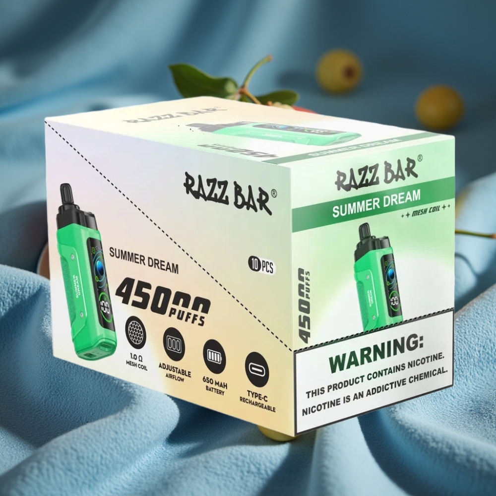 Razz Bar 45000 Puffs Disposable Vape Giấc Mơ Mùa Hè với Pin 650mAh