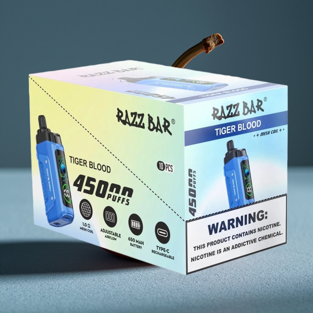 Razz Bar 45000 Puffs Disposable Vape Máu Hổ với Pin 650mAh