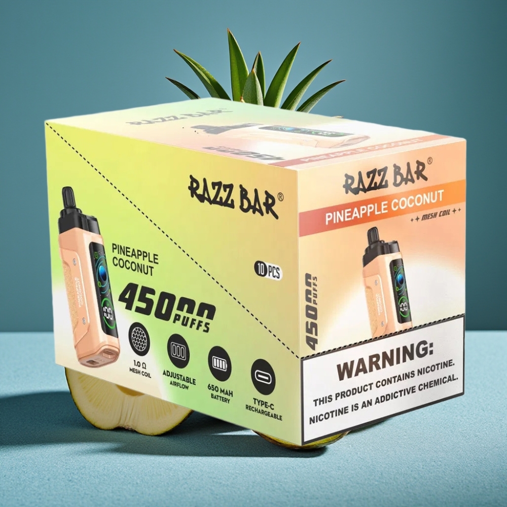 Razz Bar 45000 Puffs Tinh Dầu Dứa Dừa Điều Chỉnh Luồng Khí