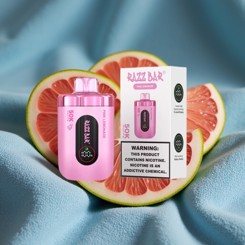 Razz Bar 50K Puffs Disposable Vape Chanh Hồng với Pin 650mAh