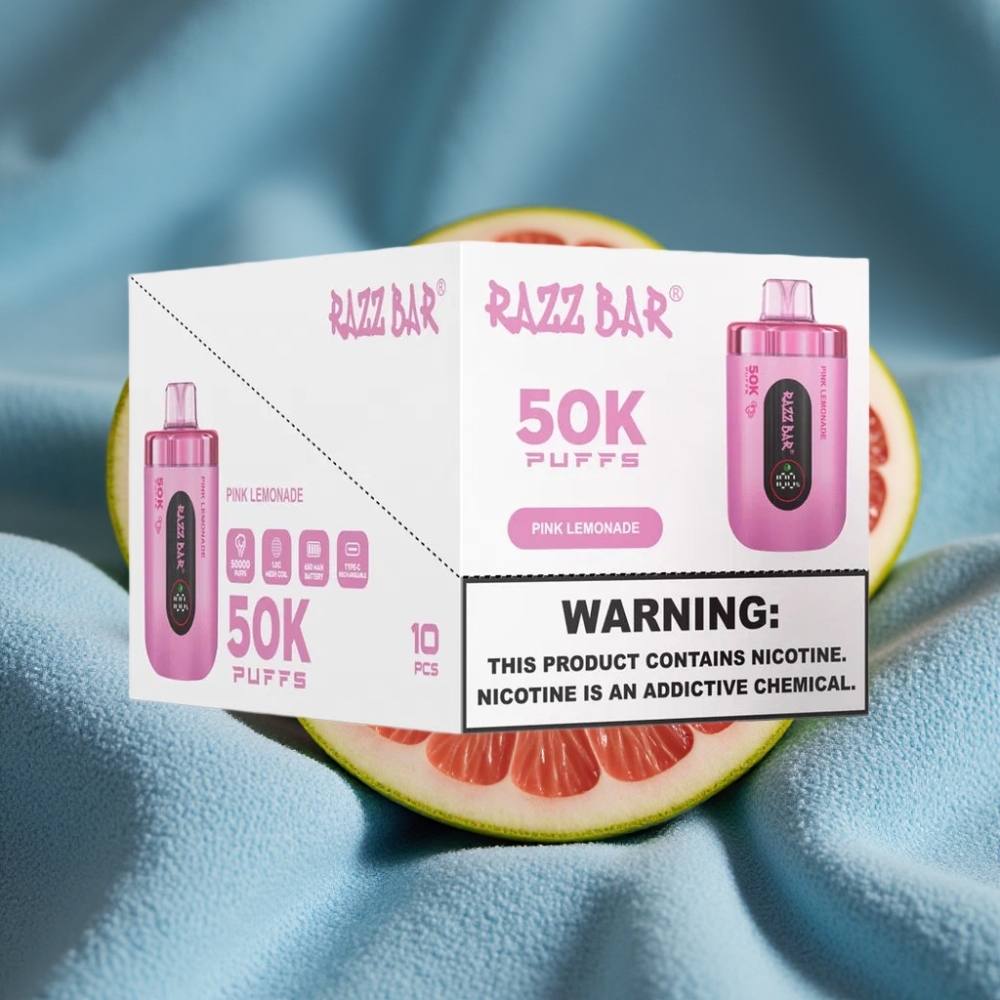 Razz Bar 50K Puffs Disposable Vape Chanh Hồng với Pin 650mAh