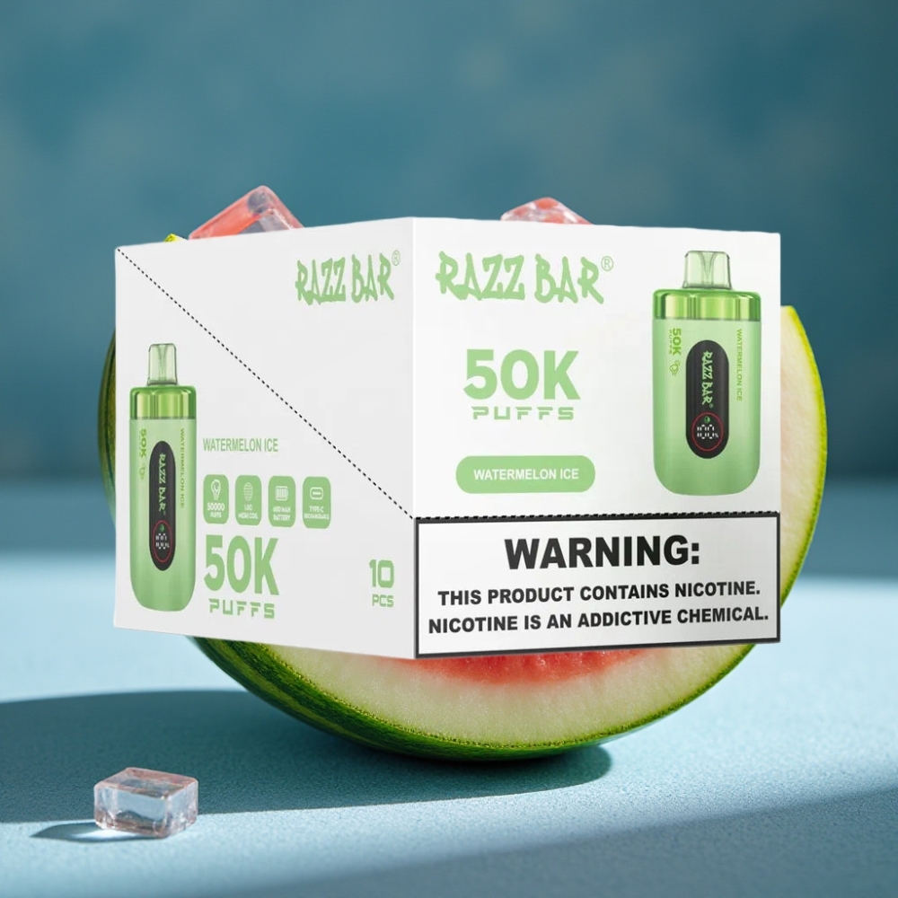 Razz Bar 50K Puffs Disposable Vape Dưa Hấu Đá với Mesh Coil 1.0 Ohm