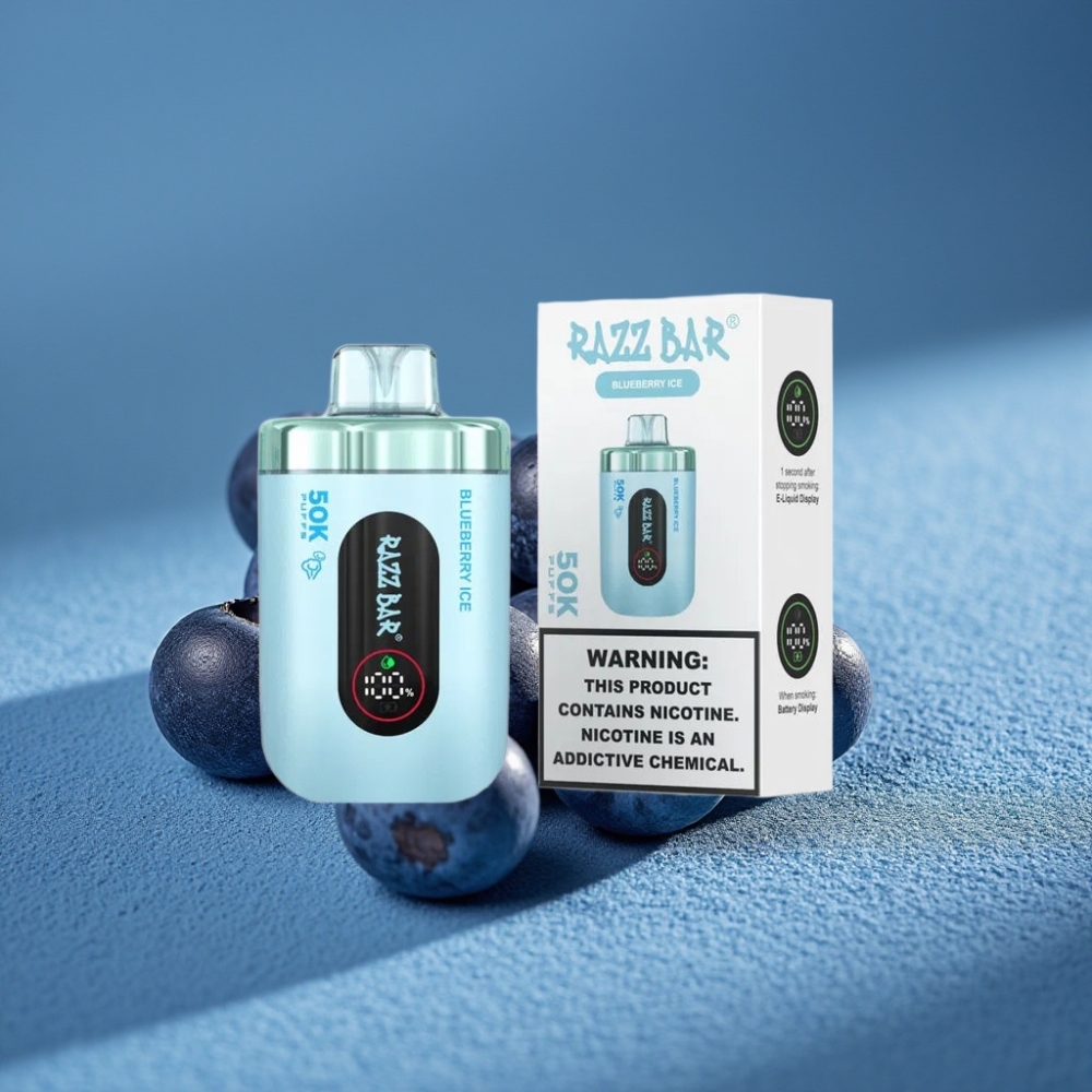 Razz Bar 50K Puffs Disposable Vape Việt Quất Đá Lạnh với Pin 650mAh